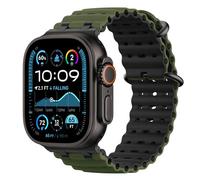 Astorgos Bicolor Ocean Bracelet pour Apple Watch Ultra 3/2/1 49mm, S11/S10 46mm, 9/8/7 45mm, SE3/SE2/SE/6/5/4 44mm, 3/2/1 42mm, Connecteur Métallique Bracelet de Montre Sport Respirant,Nr+VertNr