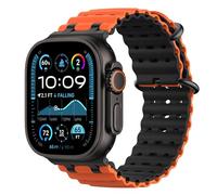 Astorgos Bicolor Ocean Bracelet pour Apple Watch Ultra 3/2/1 49mm, S11/S10 46mm, 9/8/7 45mm, SE3/SE2/SE/6/5/4 44mm, 3/2/1 42mm, Connecteur Métallique Bracelet de Montre Sport Respirant,N+OrangeN