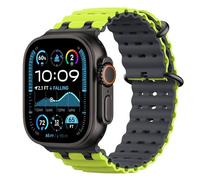 Astorgos Bicolor Ocean Bracelet pour Apple Watch Ultra 3/2/1 49mm, S11/S10 46mm, 9/8/7 45mm, SE3/SE2/SE/6/5/4 44mm, 3/2/1 42mm, Connecteur Métallique Bracelet de Montre Sport Respirant,Nr+GrisTl