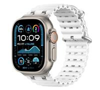 Astorgos Bicolor Ocean Bracelet pour Apple Watch Ultra 3/2/1 49mm, S11/S10 46mm, 9/8/7 45mm, SE3/SE2/SE/6/5/4 44mm, 3/2/1 42mm, Connecteur Métallique Bracelet de Montre Sport Respirant,At+BlancT