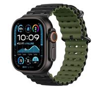 Astorgos Bicolor Ocean Bracelet pour Apple Watch Ultra 3/2/1 49mm, S11/S10 46mm, 9/8/7 45mm, SE3/SE2/SE/6/5/4 44mm, 3/2/1 42mm, Connecteur Métallique Bracelet de Montre Sport Respirant,Nr+NrVert