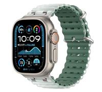 Astorgos Bicolor Ocean Bracelet pour Apple Watch Ultra 3/2/1 49mm, S11/S10 46mm, 9/8/7 45mm, SE3/SE2/SE/6/5/4 44mm, 3/2/1 42mm, Connecteur Métallique Bracelet de Montre Sport Respirant,Agt//Trant&Vert