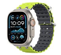 Astorgos Bicolor Ocean Bracelet pour Apple Watch Ultra 3/2/1 49mm, S11/S10 46mm, 9/8/7 45mm, SE3/SE2/SE/6/5/4 44mm, 3/2/1 42mm, Connecteur Métallique Bracelet de Montre Sport Respirant,At+TlGris