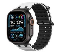Astorgos Bicolor Ocean Bracelet pour Apple Watch Ultra 3/2/1 49mm, S11/S10 46mm, 9/8/7 45mm, SE3/SE2/SE/6/5/4 44mm, 3/2/1 42mm, Connecteur Métallique Bracelet de Montre Sport Respirant,N+BlancNr