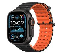 Astorgos Bicolor Ocean Bracelet pour Apple Watch Ultra 3/2/1 49mm, S11/S10 46mm, 9/8/7 45mm, SE3/SE2/SE/6/5/4 44mm, 3/2/1 42mm, Connecteur Métallique Bracelet de Montre Sport Respirant,Nr+Orange