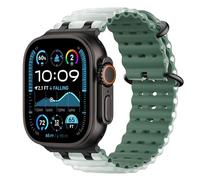 Astorgos Bicolor Ocean Bracelet pour Apple Watch Ultra 3/2/1 49mm, S11/S10 46mm, 9/8/7 45mm, SE3/SE2/SE/6/5/4 44mm, 3/2/1 42mm, Connecteur Métallique Bracelet de Montre Sport Respirant,Nr+VertTd