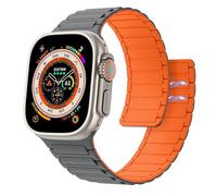 Astorgos Bracelet de Montre Magnétique Compatible avec Apple Watch Ultra 3/2/1 49mm,S11/S10 46mm,9/8/7 45mm,SE3/SE2/SE/6/5/4 44mm,3/2/1 42mm,Bracelet en Silicone,Lien Magnétique Fort,GrisO