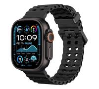 Astorgos Bracelet de Montre Respirant Ocean Compatible avec Apple Watch Ultra 3/2/1 49mm,S11/S10 46mm,9/8/7 45mm,SE3/SE2/SE/6/5/4 44mm,3/2/1 42mm, Bracelet Silicone Sport pour Homme Femme, Noire
