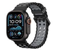 Astorgos Bracelet de Montre Respirant Ocean Compatible avec Apple Watch Ultra 3/2/1 49mm,S11/S10 46mm,9/8/7 45mm,SE3/SE2/SE/6/5/4 44mm,3/2/1 42mm, Bracelet Silicone Sport pour Homme Femme, N-Gris