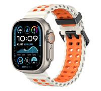 Astorgos Bracelet de Montre Respirant Ocean Compatible avec Apple Watch Ultra 3/2/1 49mm,S11/S10 46mm,9/8/7 45mm,SE3/SE2/SE/6/5/4 44mm,3/2/1 42mm,Bracelet Silicone Sport pour Homme Femme,Étoilé/Orange