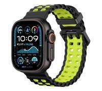 Astorgos Bracelet de Montre Respirant Ocean Compatible avec Apple Watch Ultra 3/2/1 49mm,S11/S10 46mm,9/8/7 45mm,SE3/SE2/SE/6/5/4 44mm,3/2/1 42mm, Bracelet Silicone Sport pour Homme Femme,N/CitronVert