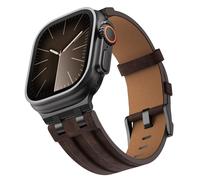 Astorgos Bracelet en Cuir Premium pour Apple Watch Ultra 3/2/1 49mm,S11/S10 46mm,9/8/7 45mm,SE3/SE2/SE/6/5/4 44mm,3/2/1 42mm, Connecteur en Métal Bracelet Remplacement Homme Femme, Noir/Marron Foncé