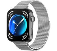 Astorgos Bracelet en Métal Compatible avec Huawei Watch Fit 4/4 Pro/3 pour Hommes Femmes, Bracelet Magnétique en Acier Inoxydable à Mailles Milanaises, Argent