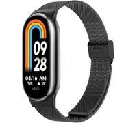 Astorgos Bracelet en Métal Compatible avec Xiaomi Mi Band 9/8, Bracelet Milanais de Remplacement en Acier Inoxydable avec Fermoir Ajustable pour Xiaomi Smart Band 9/8, Noir