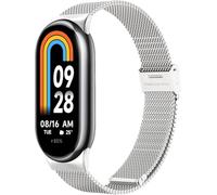 Astorgos Bracelet en Métal Compatible avec Xiaomi Mi Band 9/8, Bracelet Milanais de Remplacement en Acier Inoxydable avec Fermoir Ajustable pour Xiaomi Smart Band 9/8, Argent