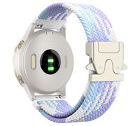 Astorgos Bracelet en Nylon Tressé Compatible avec Garmin Venu 4 41mm/3S/2S; Forerunner 265S/255S; Vivoactive 4S/Vivomove 3S, 18 mm Bracelet Sportive Élastique avec Boucle Parachute, Argent/Violet