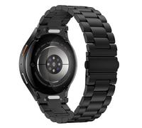 Astorgos Bracelet Métallique Compatible avec Samsung Galaxy Watch 7/6/5/4/FE 44mm 40mm/6/4 Classic 47mm 43mm 46mm 42mm/5 Pro 45mm, Bracelet en Acier Inoxydable à un Seul Clic pour Homme Femme, Noir