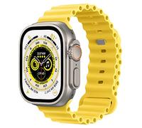 Astorgos Bracelet Océan Compatible avec Apple Watch Ultra 3/2/1 49mm 46mm 45mm 44mm 42mm, Bracelet de Sport en Silicone pour iWatch Ultra 2 SE Series 9 8 7 6 5 4 3 2 1 pour Hommes Femmes, Jaune
