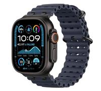 Astorgos Bracelet Ocean Compatible avec Apple Watch Ultra 3/2/1 49mm,S11/S10 46mm,9/8/7 45mm,SE3/SE2/SE/6/5/4 44mm,3/2/1 42mm,Bracelet de Montre Sport avec Connecteur en Métal Homme, Noir/Bleu Marine