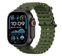 Astorgos Bracelet Ocean Compatible avec Apple Watch Ultra 3/2/1 49mm,S11/S10 46mm,9/8/7 45mm,SE3/SE2/SE/6/5/4 44mm,3/2/1 42mm,Bracelet de Montre Sport avec Connecteur en Métal Homme, Noir/Vert Armée