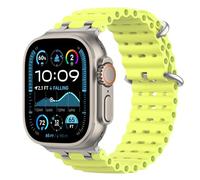 Astorgos Bracelet Ocean Compatible avec Apple Watch Ultra 3/2/1 49mm,S11/S10 46mm,9/8/7 45mm,SE3/SE2/SE/6/5/4 44mm,3/2/1 42mm,Bracelet de Montre Sport avec Connecteur en Métal Homme, Argent/Jaune Néon