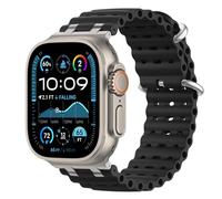 Astorgos Bracelet Ocean Compatible avec Apple Watch Ultra 3/2/1 49mm,S11/S10 46mm,9/8/7 45mm,SE3/SE2/SE/6/5/4 44mm,3/2/1 42mm,Bracelet de Montre Sport avec Connecteur en Métal Homme, Argent/Noir