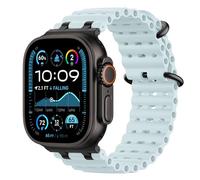 Astorgos Bracelet Ocean Compatible avec Apple Watch Ultra 3/2/1 49mm,S11/S10 46mm,9/8/7 45mm,SE3/SE2/SE/6/5/4 44mm,3/2/1 42mm,Bracelet de Montre Sport avec Connecteur en Métal Homme, Noir/Bleu Glacé