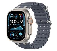 Astorgos Bracelet Ocean Compatible avec Apple Watch Ultra 3/2/1 49mm,S11/S10 46mm,9/8/7 45mm,SE3/SE2/SE/6/5/4 44mm,3/2/1 42mm,Bracelet de Montre Sport avec Connecteur en Métal Homme, Argent/Bleu Ancre