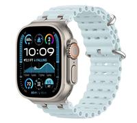 Astorgos Bracelet Ocean Compatible avec Apple Watch Ultra 3/2/1 49mm,S11/S10 46mm,9/8/7 45mm,SE3/SE2/SE/6/5/4 44mm,3/2/1 42mm,Bracelet de Montre Sport avec Connecteur en Métal Homme, Argent/Bleu Glacé