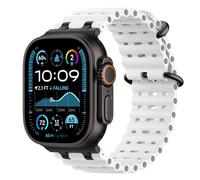 Astorgos Bracelet Ocean Compatible avec Apple Watch Ultra2/Ultra 49mm,S10 46mm,9/8/7 45mm,SE2/SE/6/5/4 44mm,3/2/1 42mm,Bracelet de Montre Sport avec Connecteur en Métal pour Homme Femme, Noir/Blanc