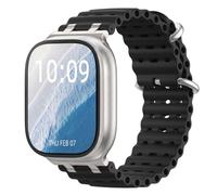 Astorgos Ocean Bracelet Compatible avec Apple Watch Ultra 3/2/1 49mm, S11/S10 46mm,9/8/7 45mm, SE3/SE2/SE/6/5/4 44mm, 3/2/1 42mm, Connecteur Métallique Bracelet de Montre Sport Respirant, Argent/Noir