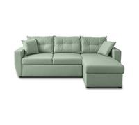 Astoria - canapé d'angle réversible 4 places - convertible avec coffre - en simili - Vert sauge