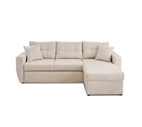 Astoria - canapé d'angle réversible 4 places - convertible avec coffre - en tissu texturé - Beige