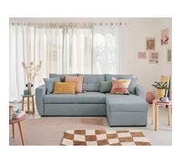 Astoria - canapé d'angle réversible 4 places - convertible avec coffre - en tissu texturé - Bleu