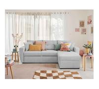 Astoria - canapé d'angle réversible 4 places - convertible avec coffre - en tissu texturé - Gris clair