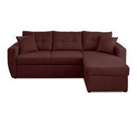 Astoria - canapé d'angle réversible 4 places - convertible avec coffre - en tissu texturé - Prune