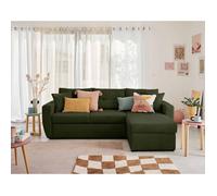Astoria - canapé d'angle réversible 4 places - convertible avec coffre - en tissu texturé - Vert