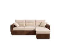 Astoria - canapé d'angle réversible - convertible avec coffre - style contemporain - 4 places - Marron / Beige