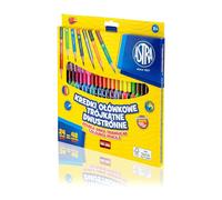 ASTRA Crayons de couleur triangulaires double face 24 pièces, 48 couleurs