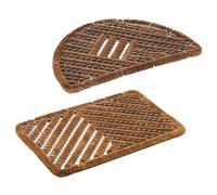 Astra Paillasson extérieur en fibres de coco - Tapis anti-poussière avec brosse résistant aux intempéries - Tapis de porte demi-rond robuste + Naturel 40x60 cm dans un ensemble mixte