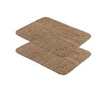 Astra Paillasson intérieur Lot de 2 60x75 cm - Tapis de propreté Beige 100% Coton - Tapis de Sol Lavable à 30°C - Tapis antidérapant Facile d'entretien