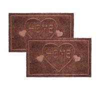 ASTRA Paillasson Moderne Porte d'entrée - Paillasson Coco Set de 2 pièces 45x75cm Coeur Marron - Tapis Anti-dérapant - Paillasson intérieur - Paillasson extérieur Couvert
