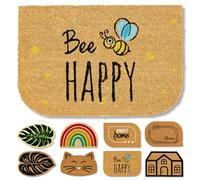 Astra Paillasson Naturel Coco - Paillasson Coco 40x60cm Happy - Tapis Anti-dérapant Robuste - extérieur Paillasson intérieur - paillasson extérieur Couvert