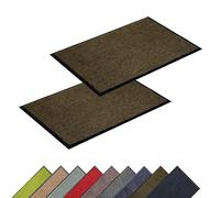 Astra Tapis de propreté de Haute qualité - paillasson intérieur - Lavable à 30° C - Tapis antidérapant - Rangement Chaussures Couloir - Marron 60x90 cm 2er Set