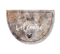 Astra Tapis de propreté Doux et Moelleux Pure & Soft - Tapis de propreté intérieur - Paillasson résistant - Hello Welcome 50 x 70 cm Semi-Circulaire