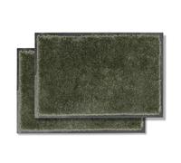 Astra Tapis de sol intérieur antidérapant - Paillasson super doux - Tapis de couloir lavable à la main - Tapis de porte facile à entretenir - Ensemble de 2 tapis de sol mousse vert 40x60cm
