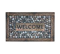 Astra Tapis de Sol intérieur & extérieur Tapis de propreté - Dos Durable en Caoutchouc recyclé - paillasson antidérapant et résistant 45 x 75 cm Pierres Welcome