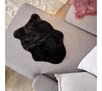 Astra Tapis en Fausse Fourrure Moelleux de Haute qualité - Tapis Salon - Tapis à Poils Hauts Peau d'agneau Accessoire - Peau déco Noir Shape 55 x 80 cm