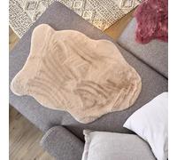 Astra Tapis en Fausse Fourrure Moelleux de Haute qualité - Tapis Salon - Tapis à Poils Hauts Peau d'agneau Accessoire - Peau déco Beige Shape 55 x 80 cm