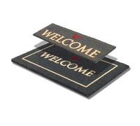 Astra Tapis intérieur Welcome Antidérapant - Tapis Coco antibactérien - Set de paillasson en Taille 25x75 et 40x60 cm - Tapis Anti-salissures 100% Coco